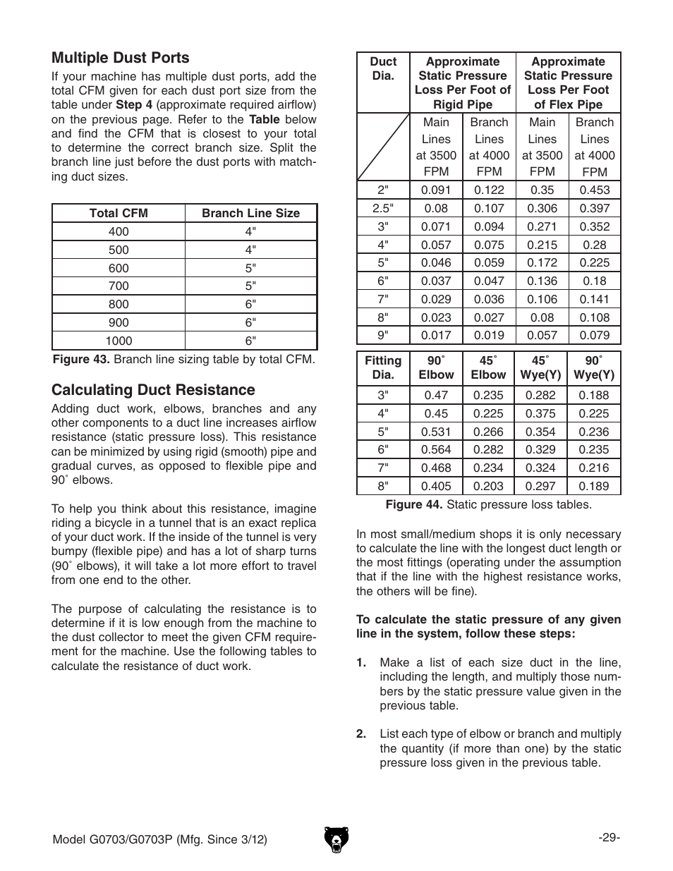 Calculating duct resistance multiple dust ports | Grizzly 1 1/2 HP Cyclone G0703 User Manual | Page 31 / 56