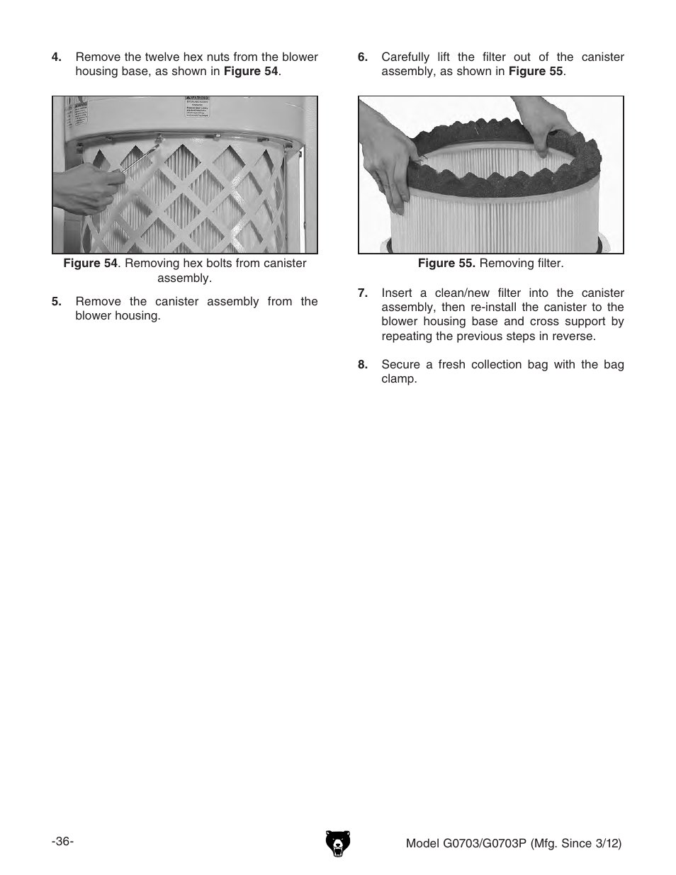 Grizzly 1 1/2 HP Cyclone G0703 User Manual | Page 38 / 56