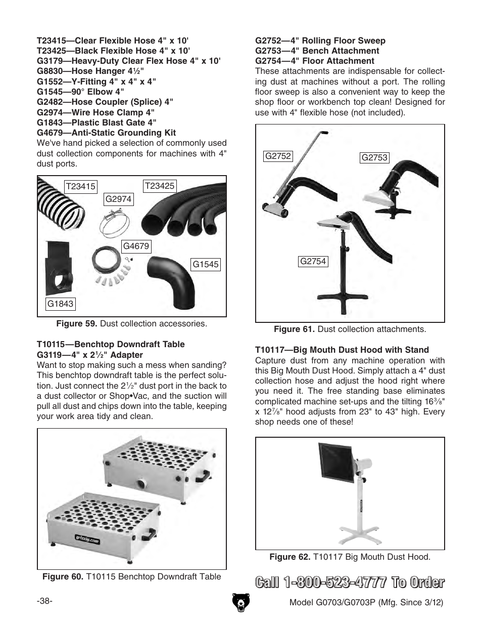 Grizzly 1 1/2 HP Cyclone G0703 User Manual | Page 40 / 56