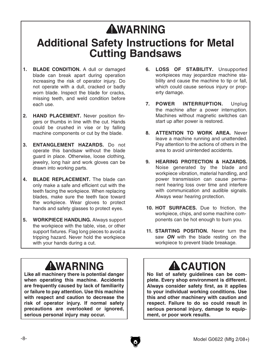 Grizzly G0622 User Manual | Page 10 / 48