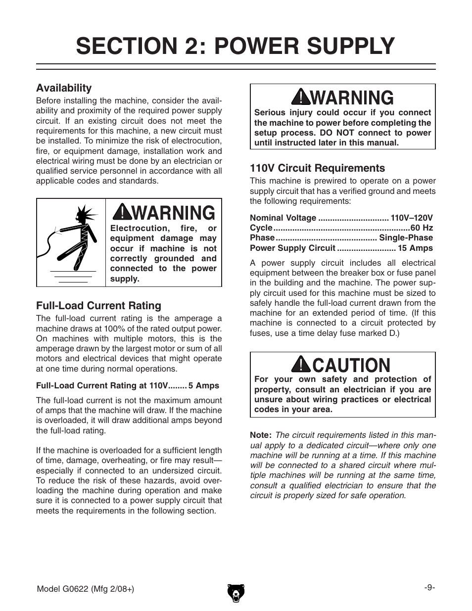 Grizzly G0622 User Manual | Page 11 / 48