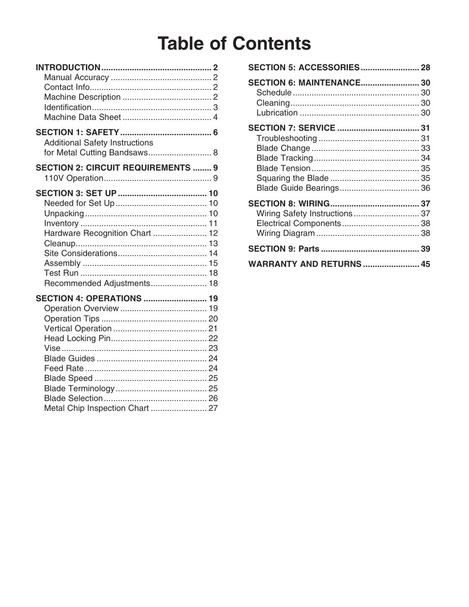 Grizzly G0622 User Manual | Page 3 / 48