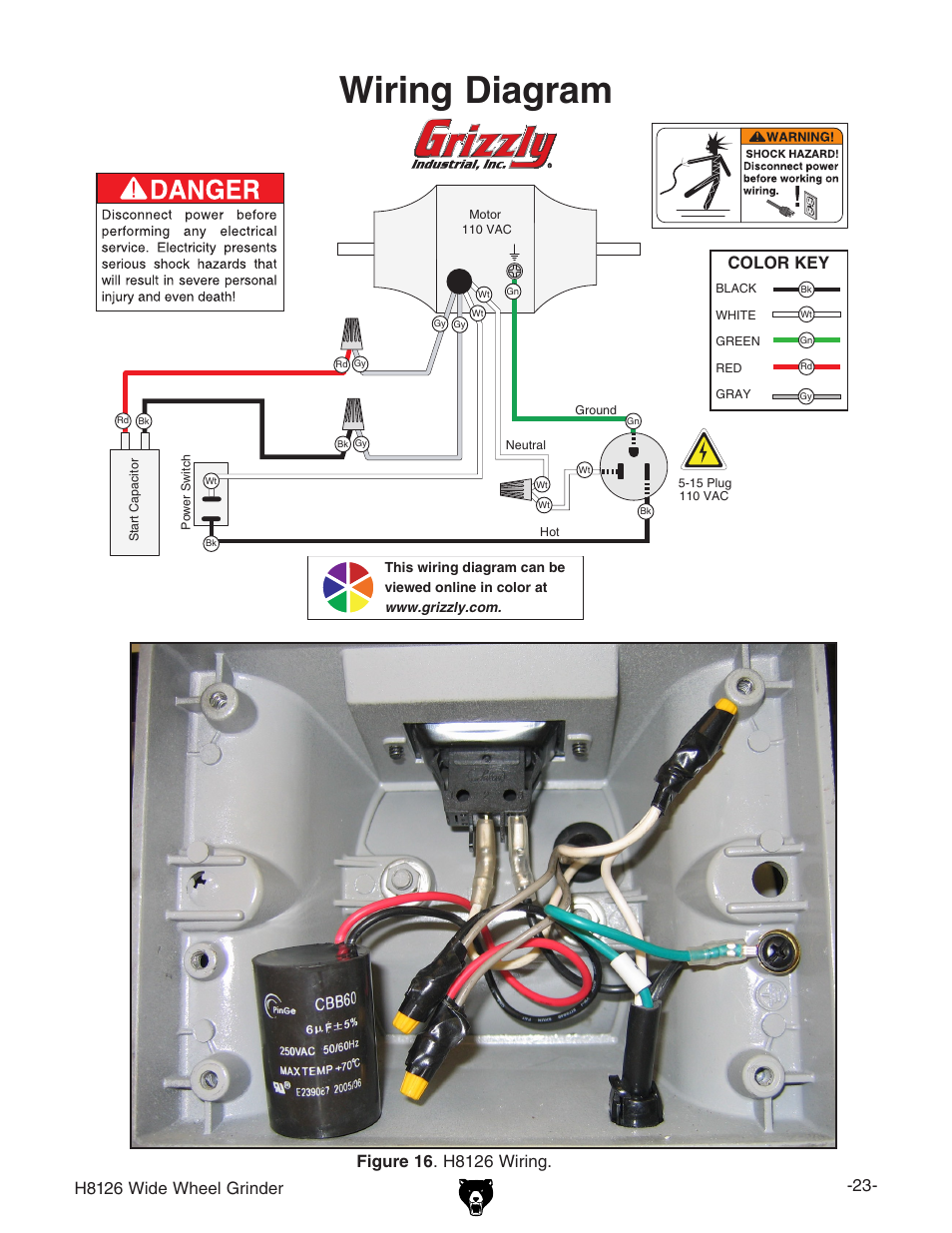 Wiring diagram | Grizzly H8126 User Manual | Page 25 / 32