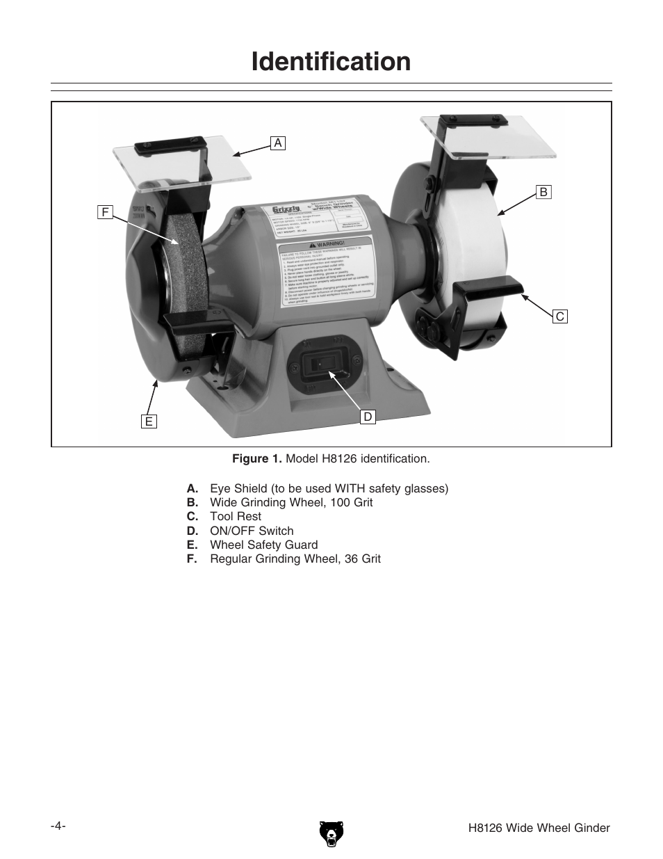 Identification | Grizzly H8126 User Manual | Page 6 / 32