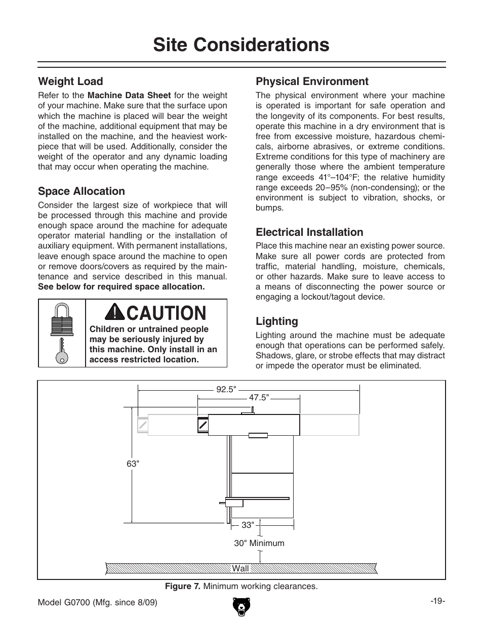 Site considerations | Grizzly G0700 User Manual | Page 21 / 88