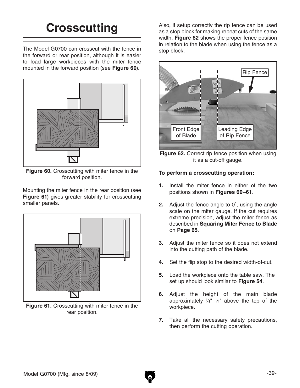 Crosscutting | Grizzly G0700 User Manual | Page 41 / 88