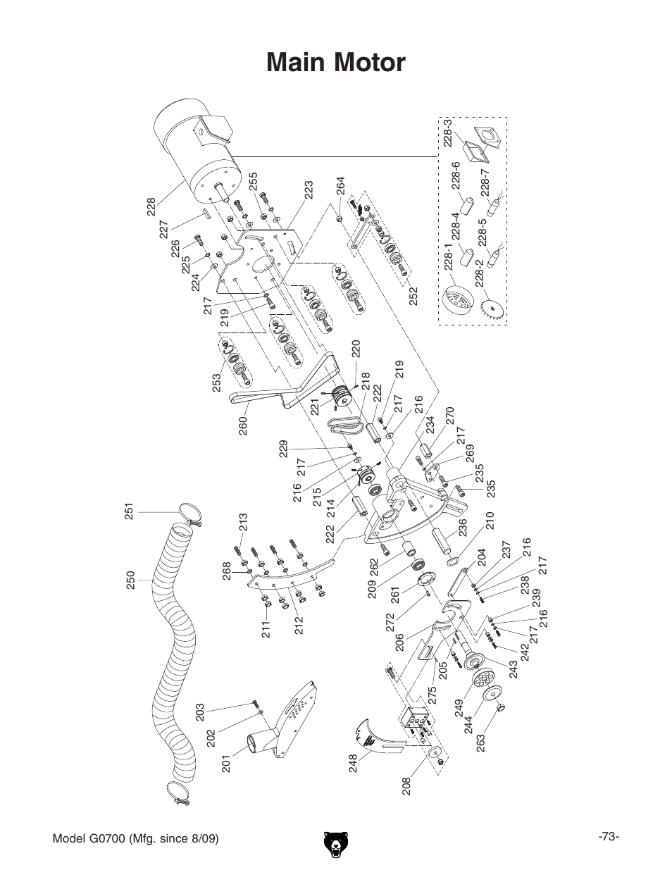 Main motor | Grizzly G0700 User Manual | Page 75 / 88