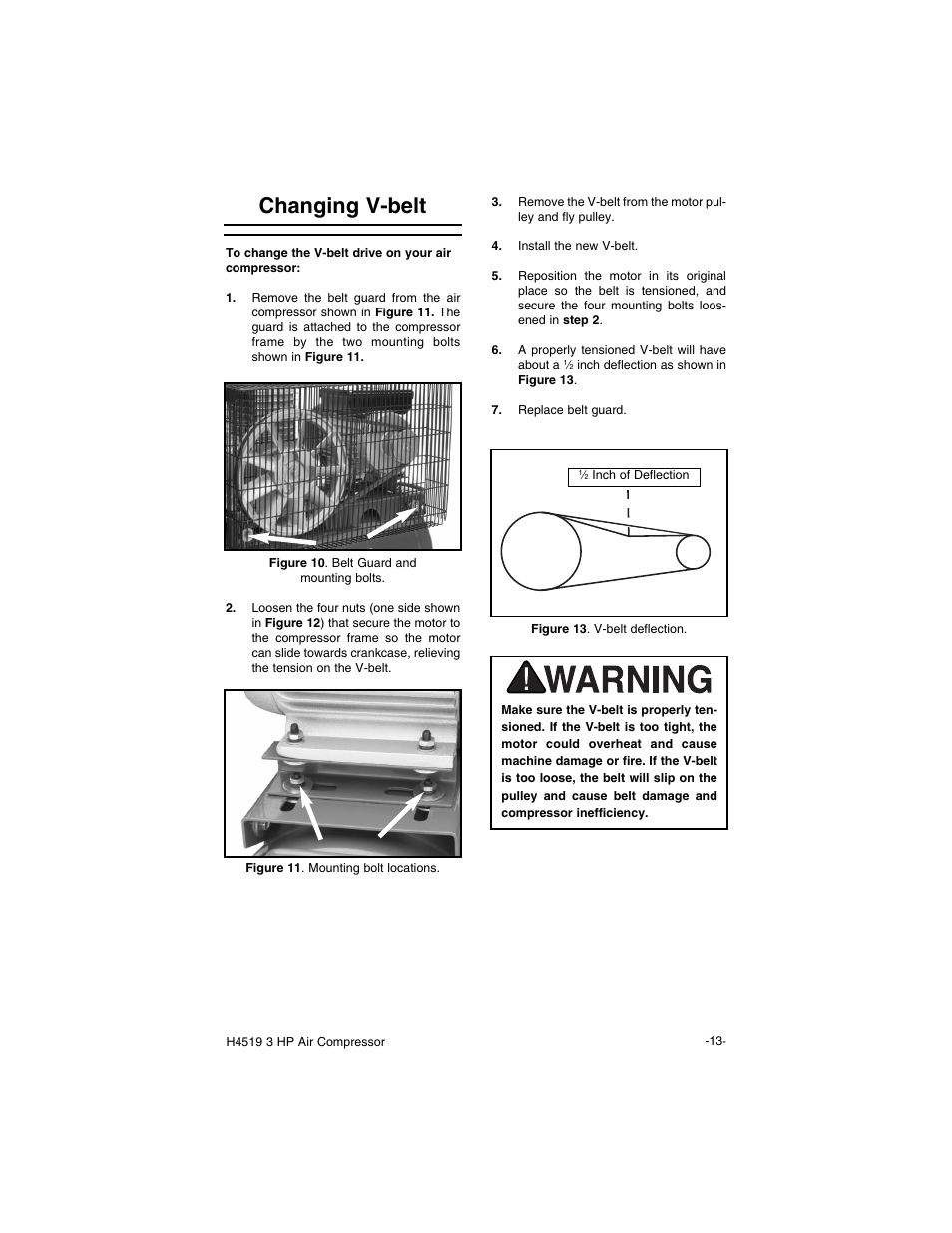 Changing v-belt | Grizzly H4519 User Manual | Page 15 / 26
