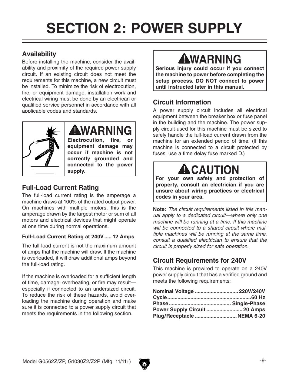 Grizzly G0562Z User Manual | Page 11 / 48