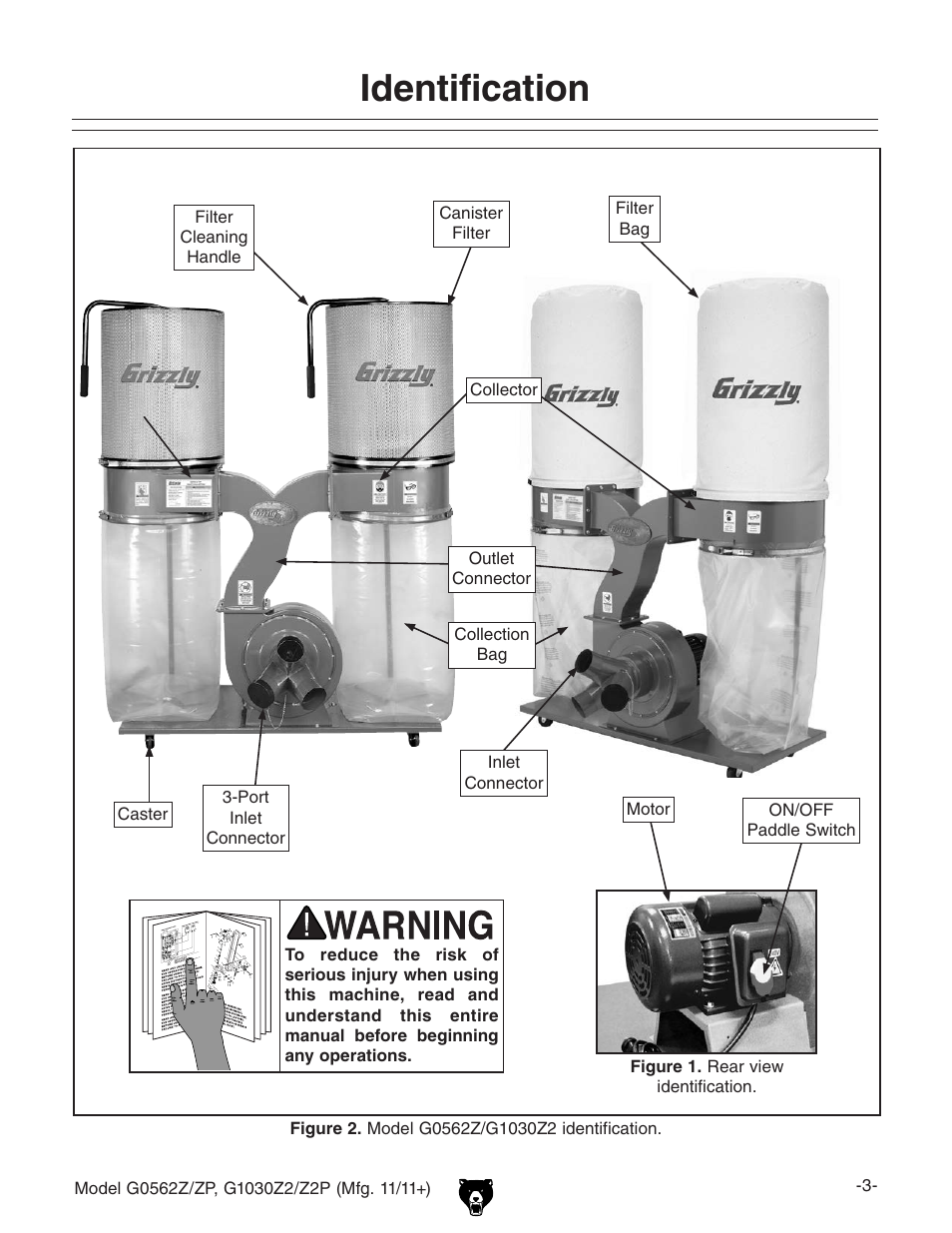 Identification | Grizzly G0562Z User Manual | Page 5 / 48