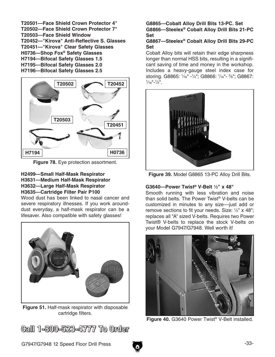 Grizzly 12 Speed Press G7947 User Manual | Page 35 / 56