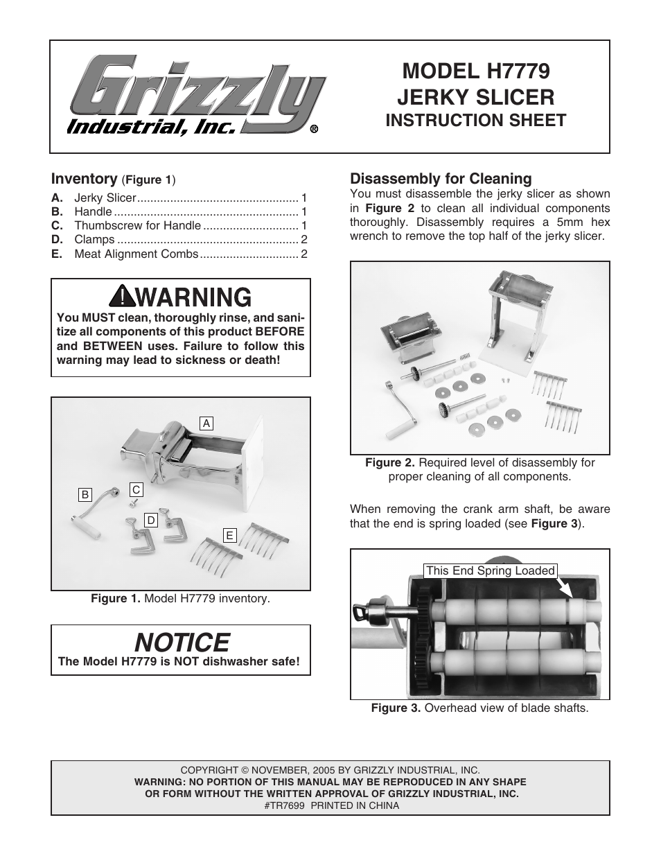 Grizzly H7779 User Manual | 4 pages