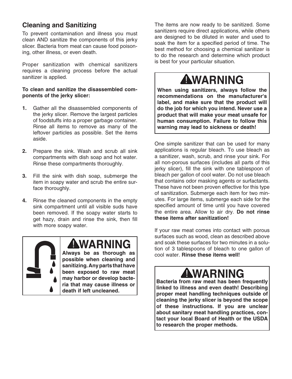 Cleaning and sanitizing | Grizzly H7779 User Manual | Page 2 / 4