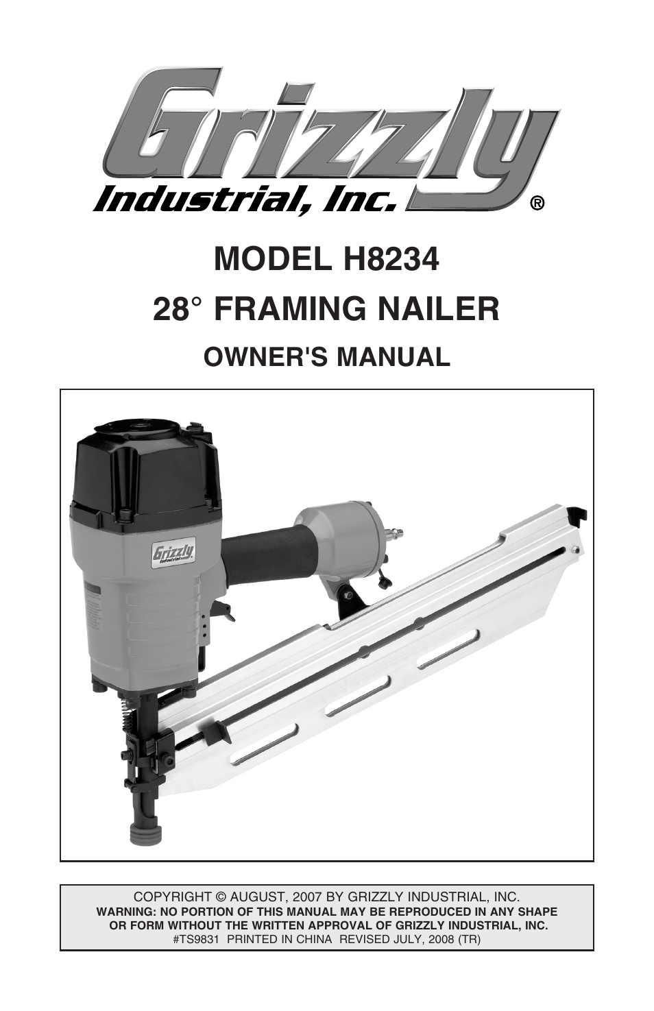 Grizzly h8234 User Manual | 20 pages