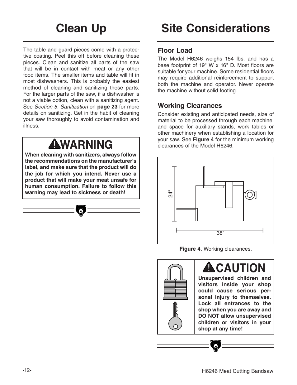 Site considerations clean up | Grizzly H6246 User Manual | Page 14 / 40