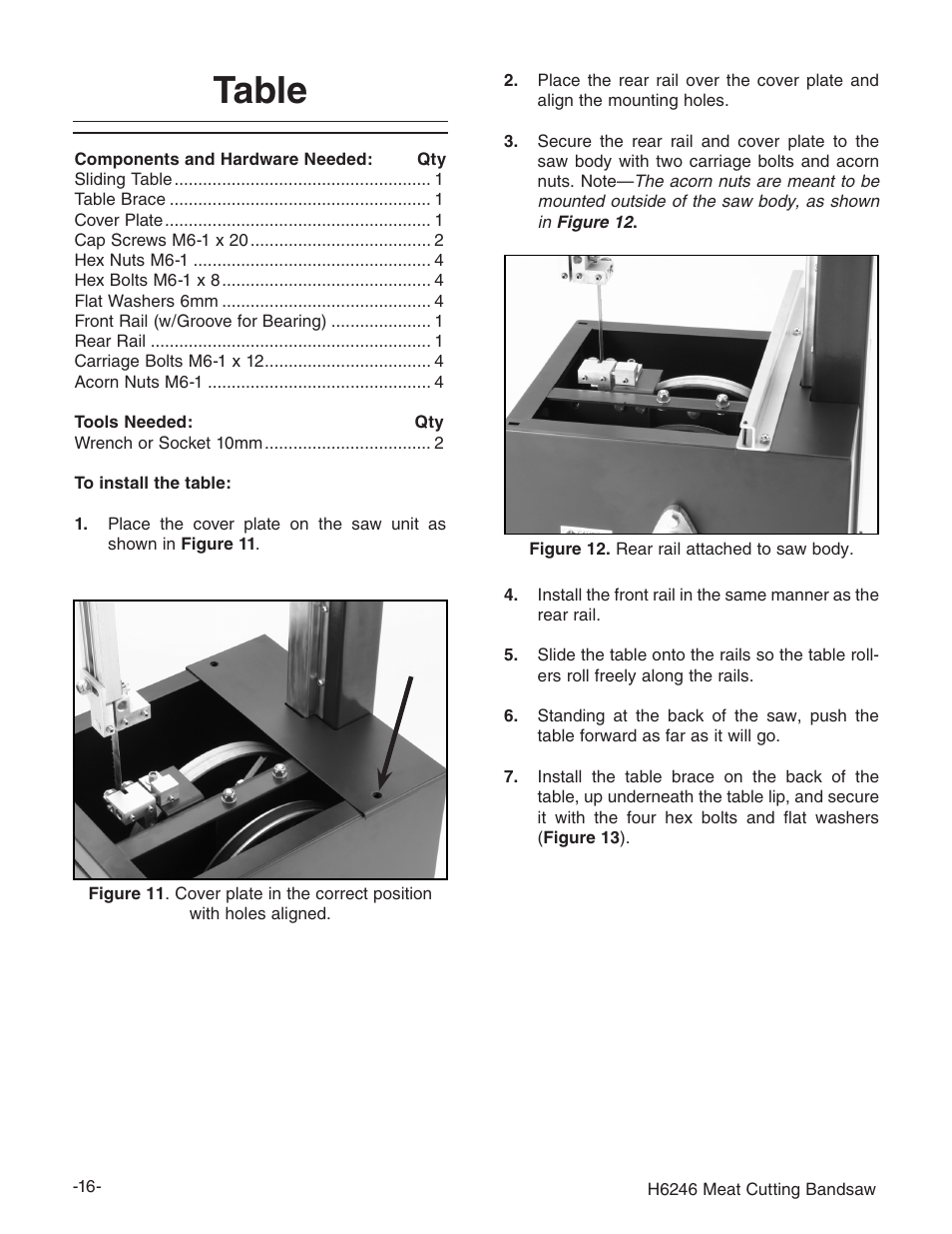 Table | Grizzly H6246 User Manual | Page 18 / 40