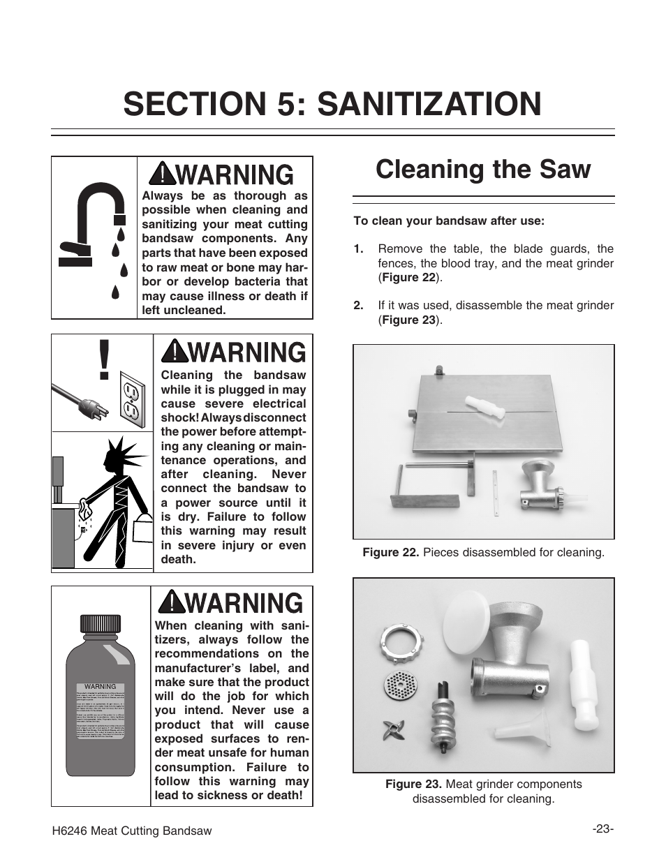 Cleaning the saw | Grizzly H6246 User Manual | Page 25 / 40