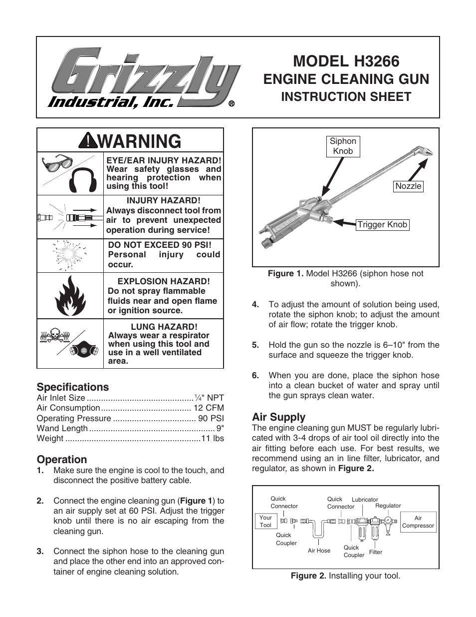 Grizzly H3266 User Manual | 2 pages