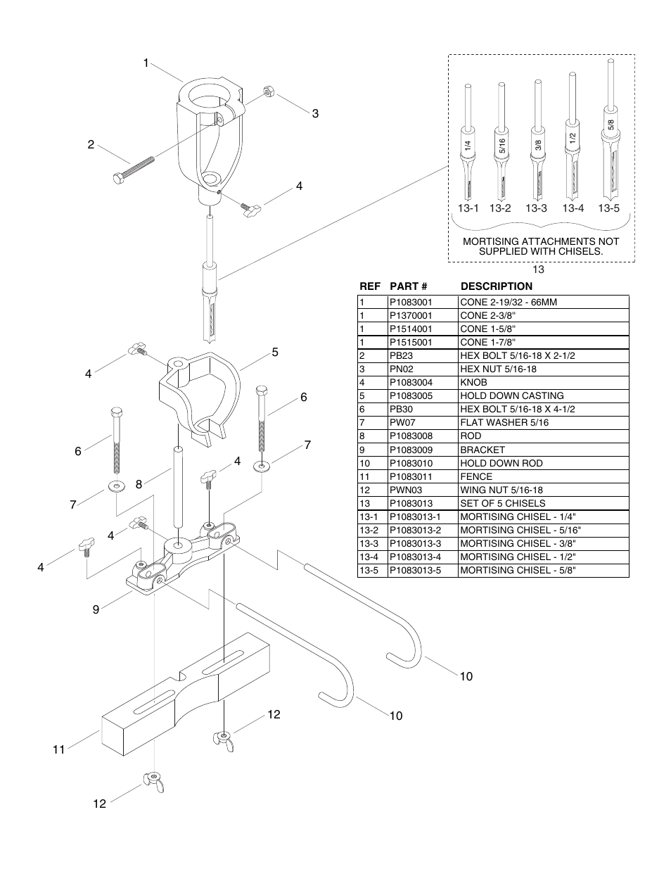 Grizzly Mortising Attachement G1083 User Manual | Page 2 / 2