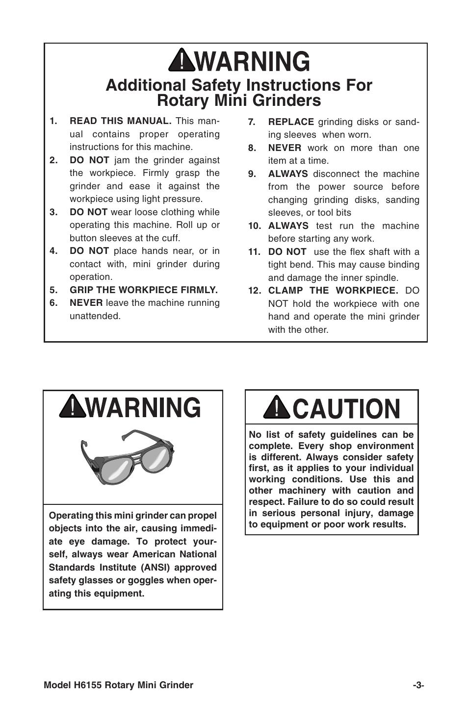 Grizzly Rotary Mini with Flex Shaft H6155 User Manual | Page 5 / 16