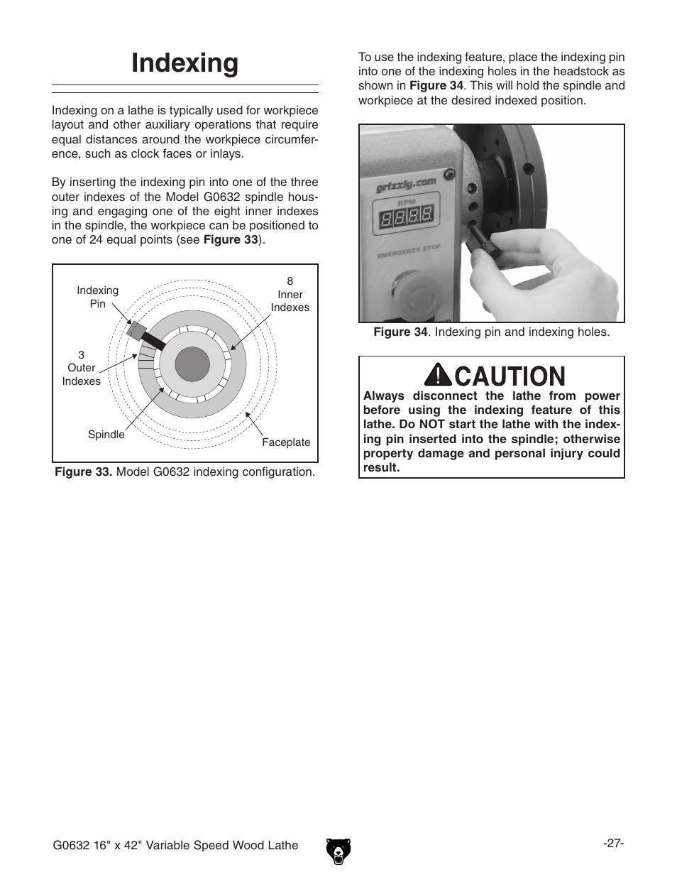 Indexing | Grizzly G0632 User Manual | Page 29 / 56