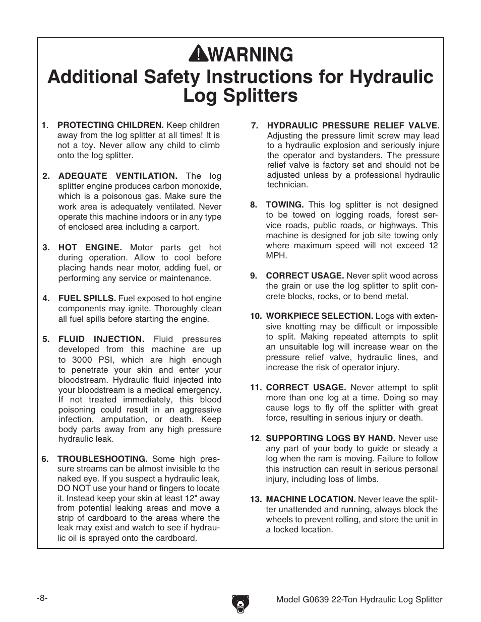 Grizzly G0639 User Manual | Page 10 / 32