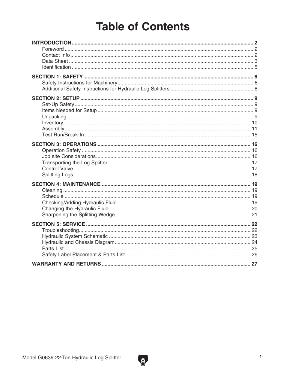 Grizzly G0639 User Manual | Page 3 / 32