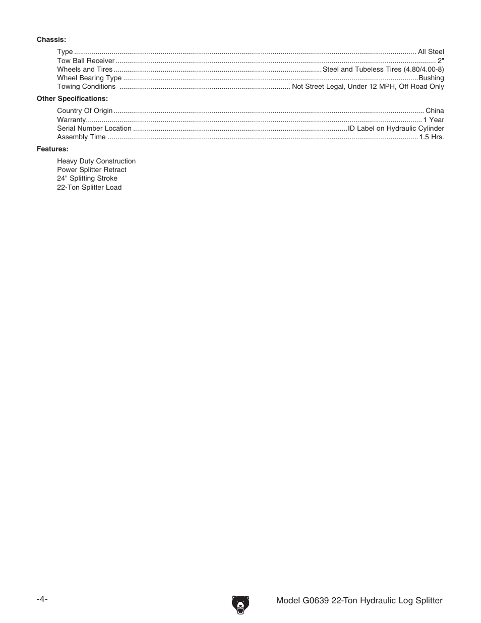 Grizzly G0639 User Manual | Page 6 / 32