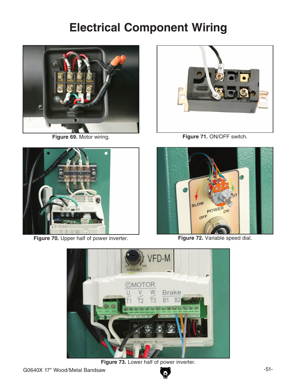 Electrical component wiring | Grizzly G0640X User Manual | Page 53 / 64