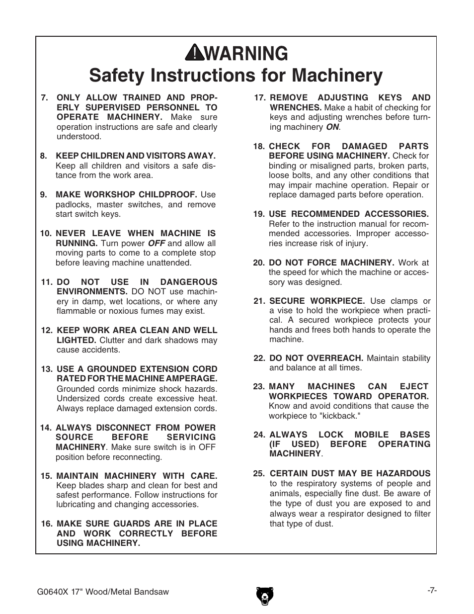 Grizzly G0640X User Manual | Page 9 / 64