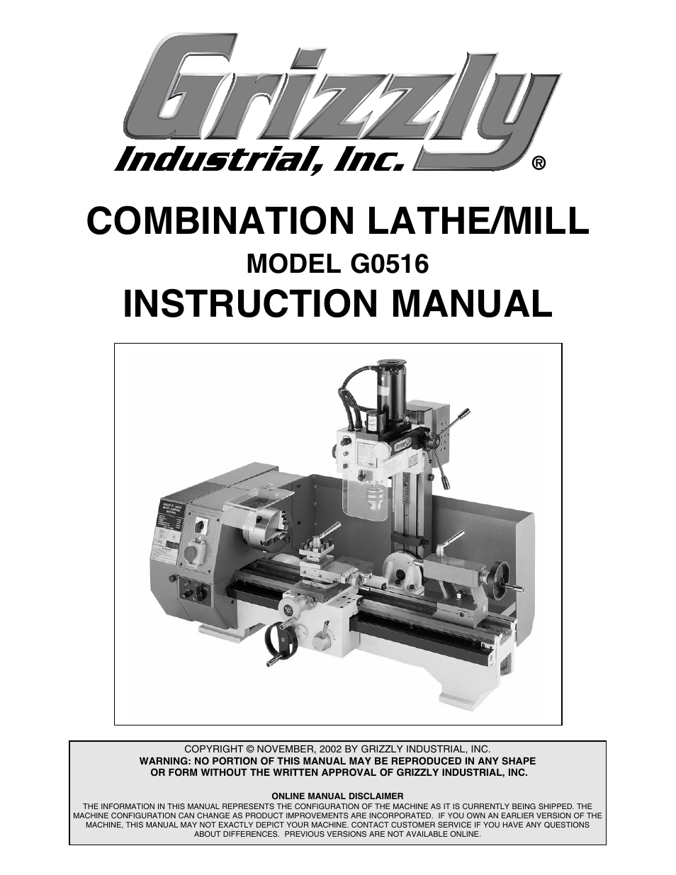 Grizzly G0516 User Manual | 72 pages