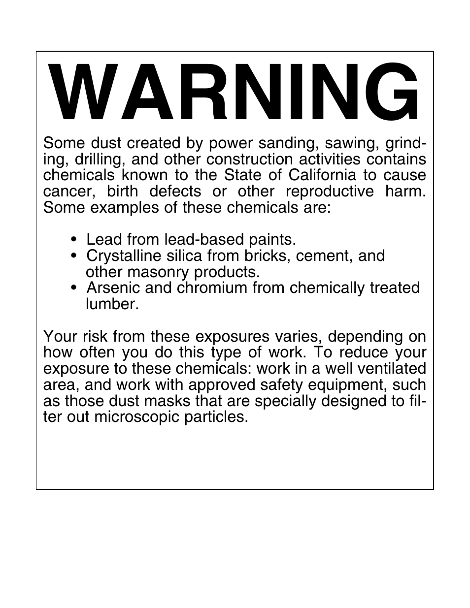 Warning | Grizzly G0516 User Manual | Page 2 / 72