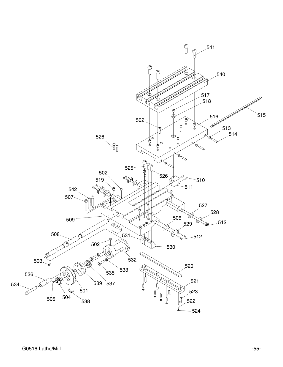 Grizzly G0516 User Manual | Page 57 / 72