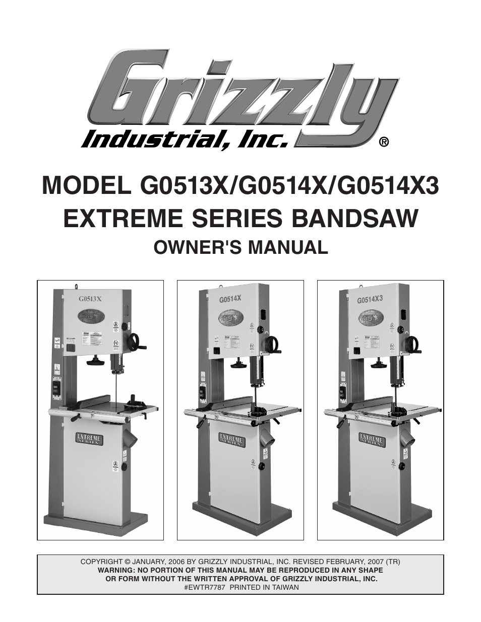 Grizzly G0513X User Manual | 76 pages