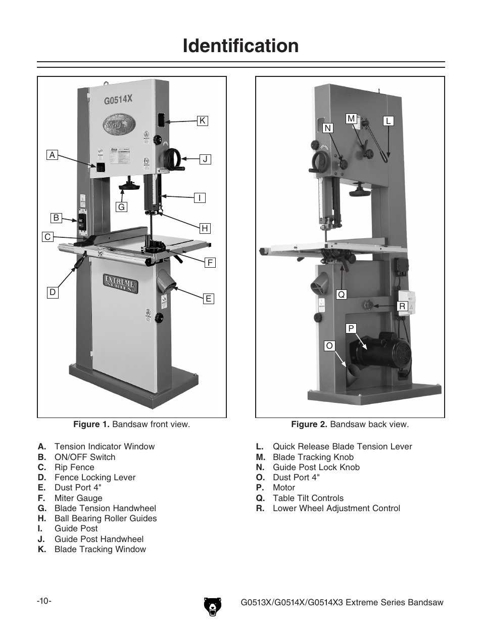 Identification | Grizzly G0513X User Manual | Page 12 / 76