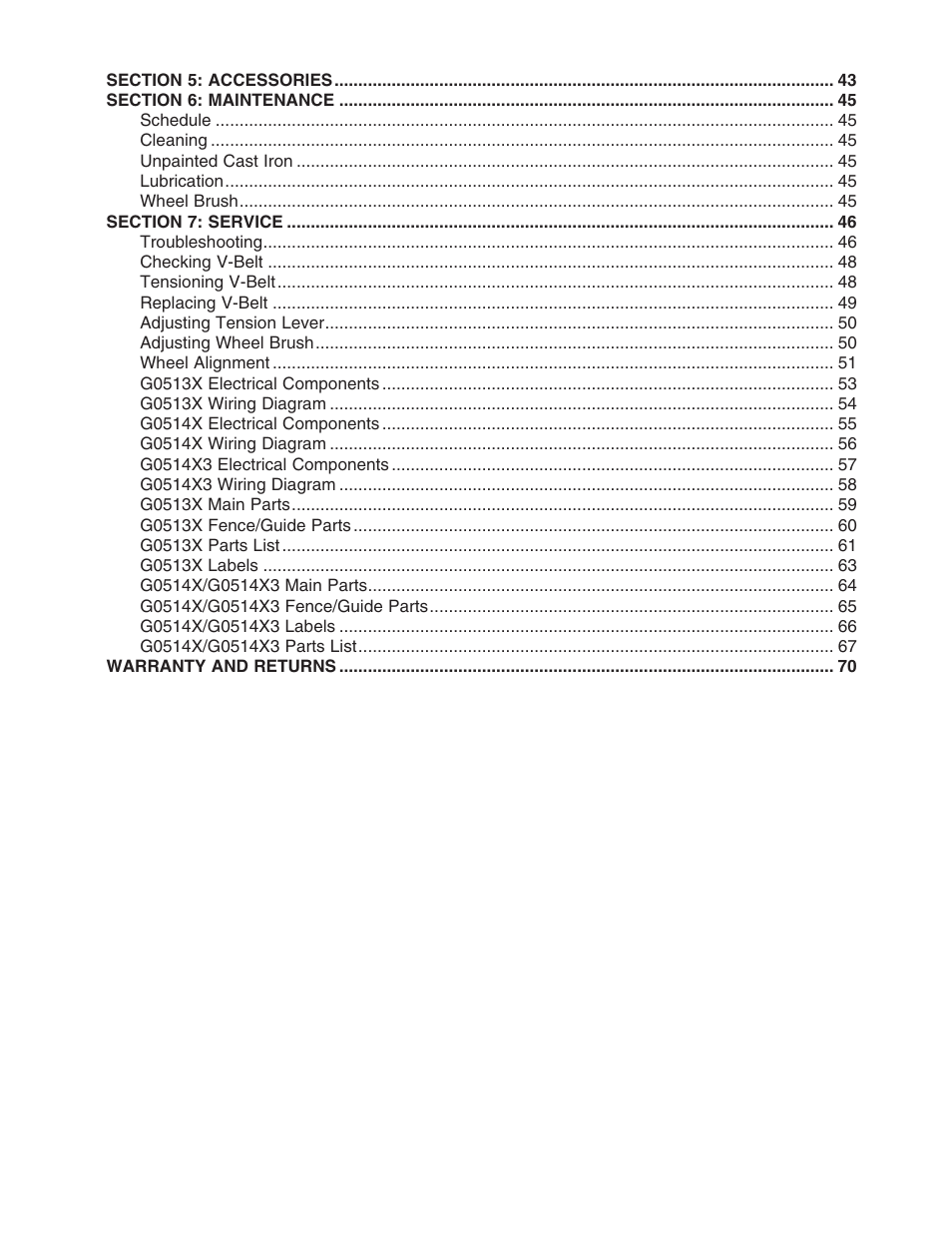 Grizzly G0513X User Manual | Page 4 / 76