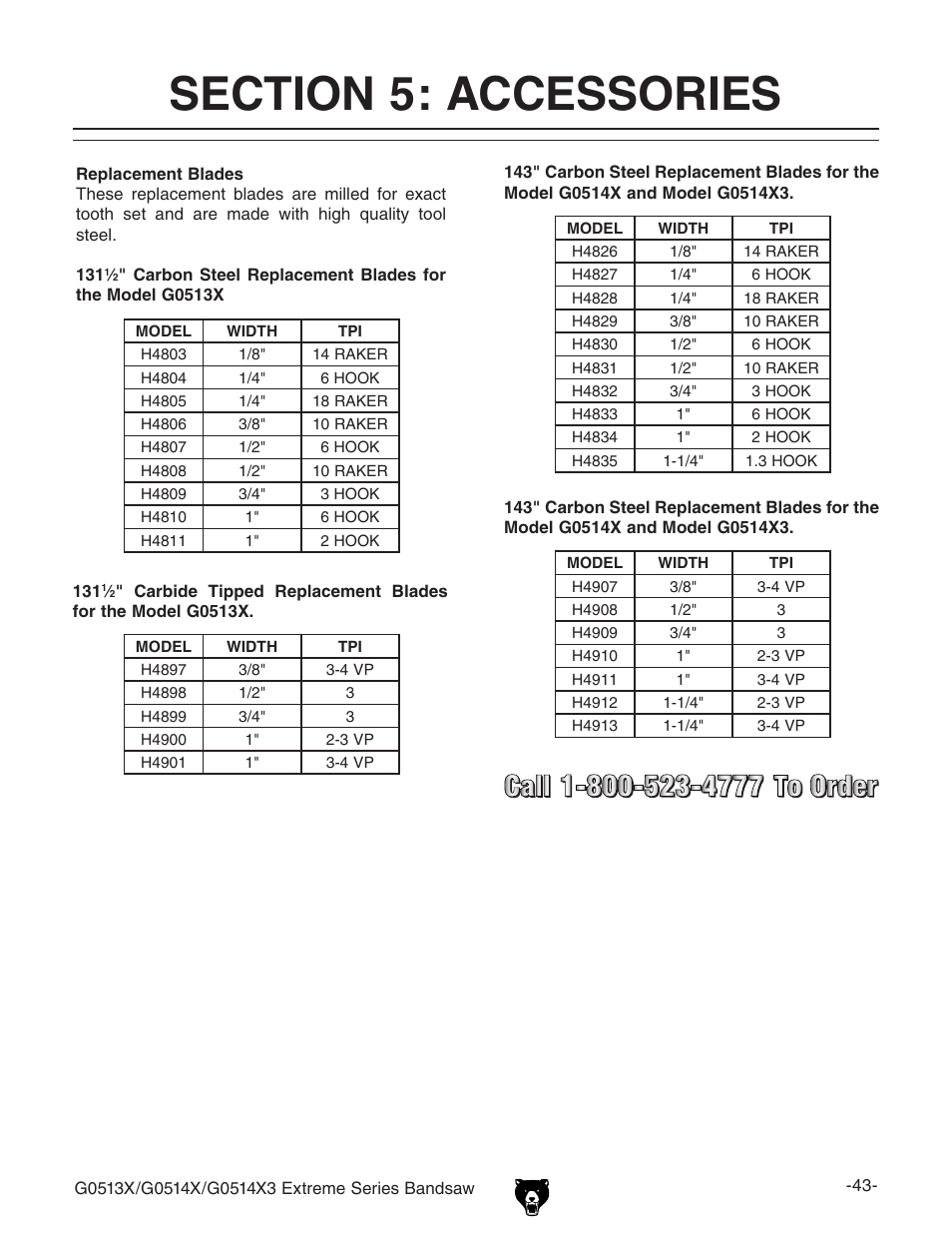 Grizzly G0513X User Manual | Page 45 / 76