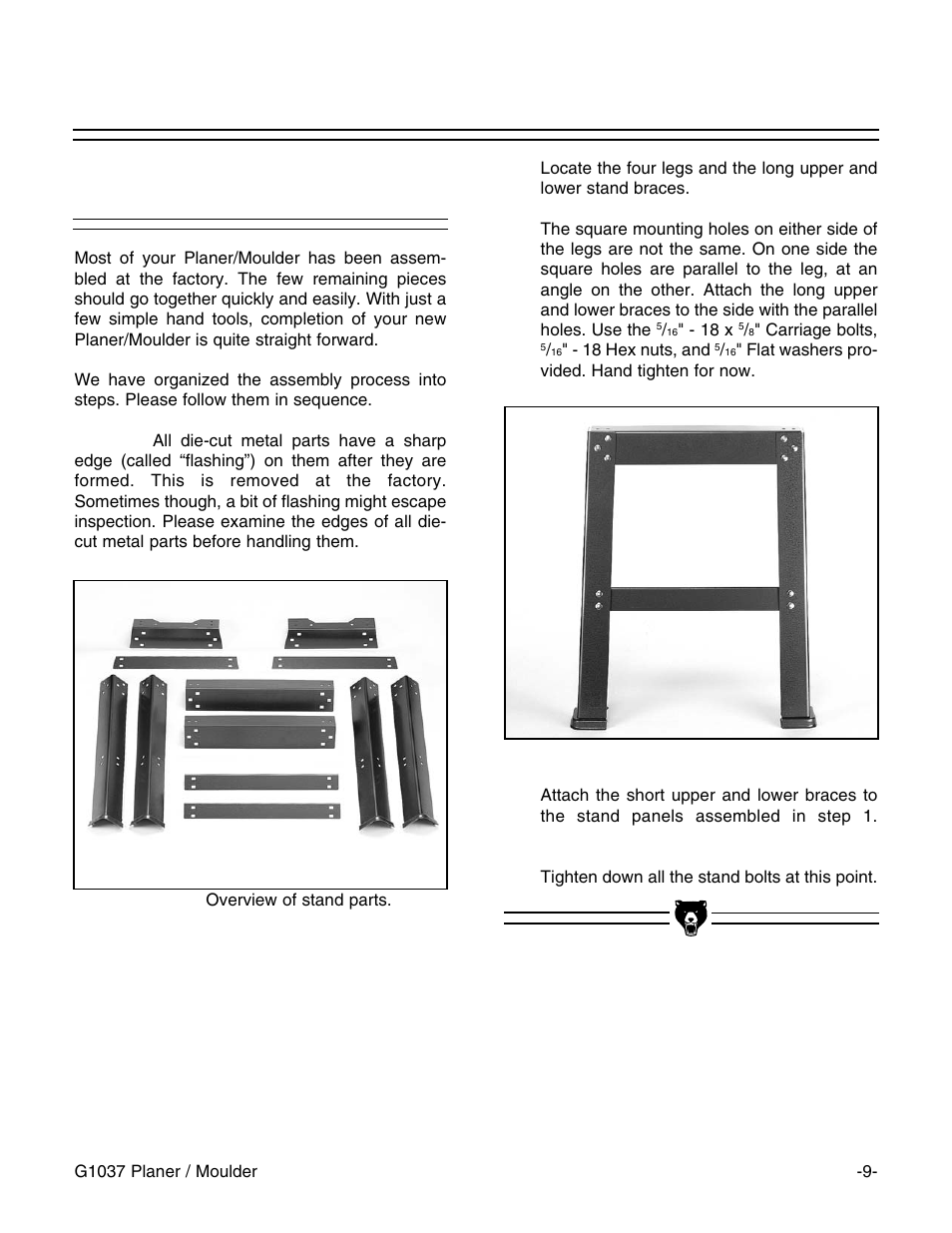Stand assembly | Grizzly G1037 User Manual | Page 11 / 36