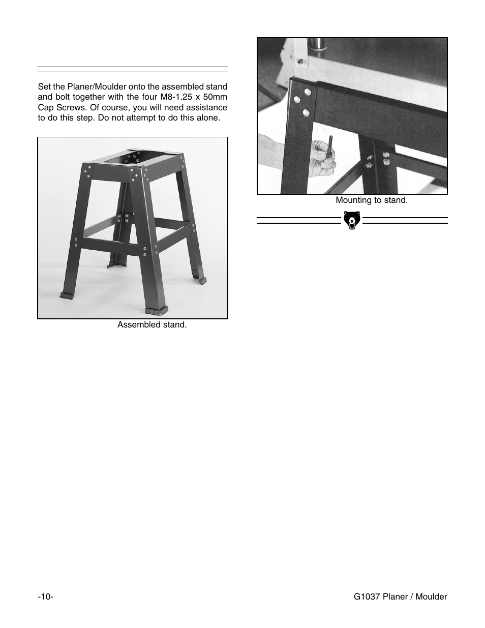Mounting to stand | Grizzly G1037 User Manual | Page 12 / 36