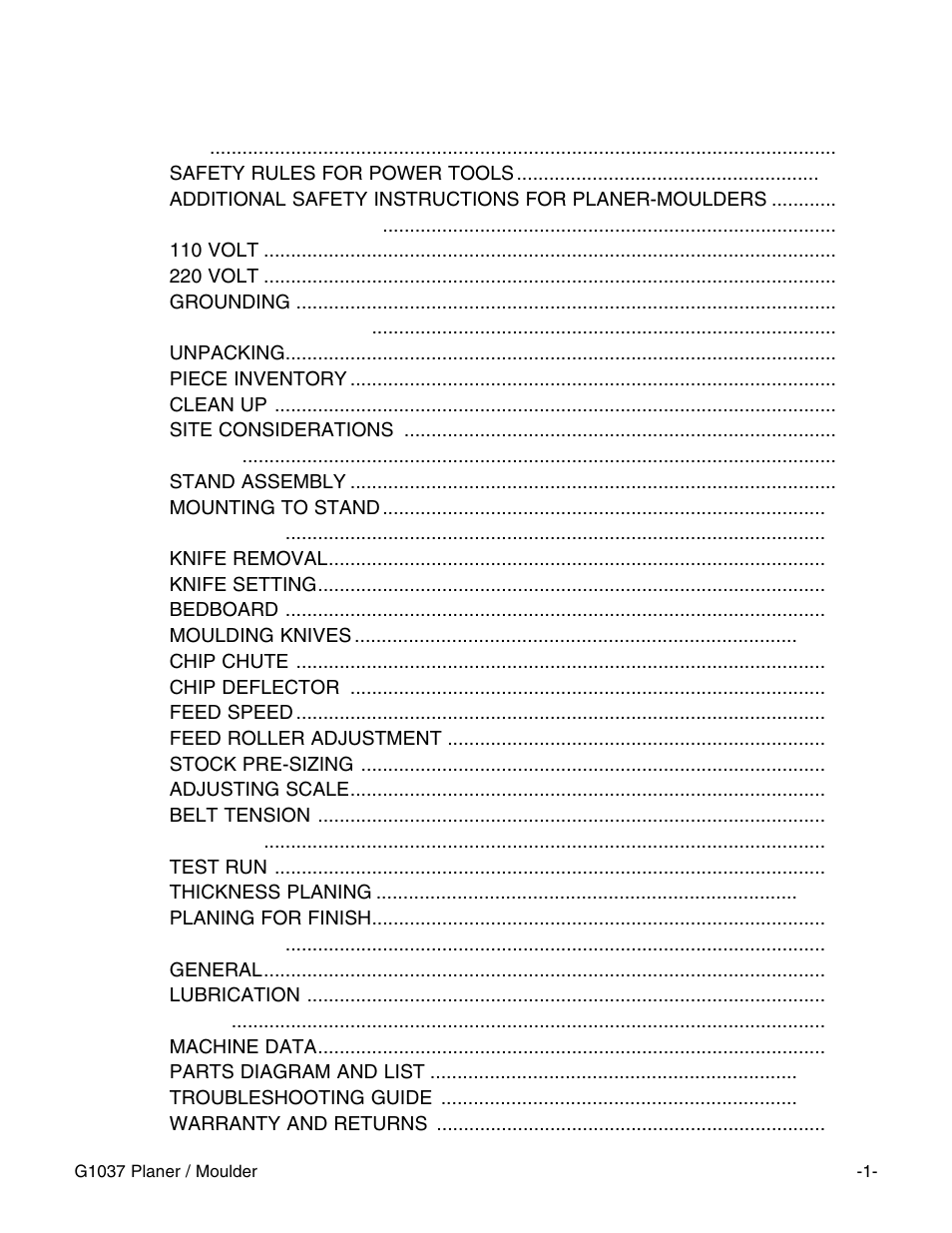 Grizzly G1037 User Manual | Page 3 / 36