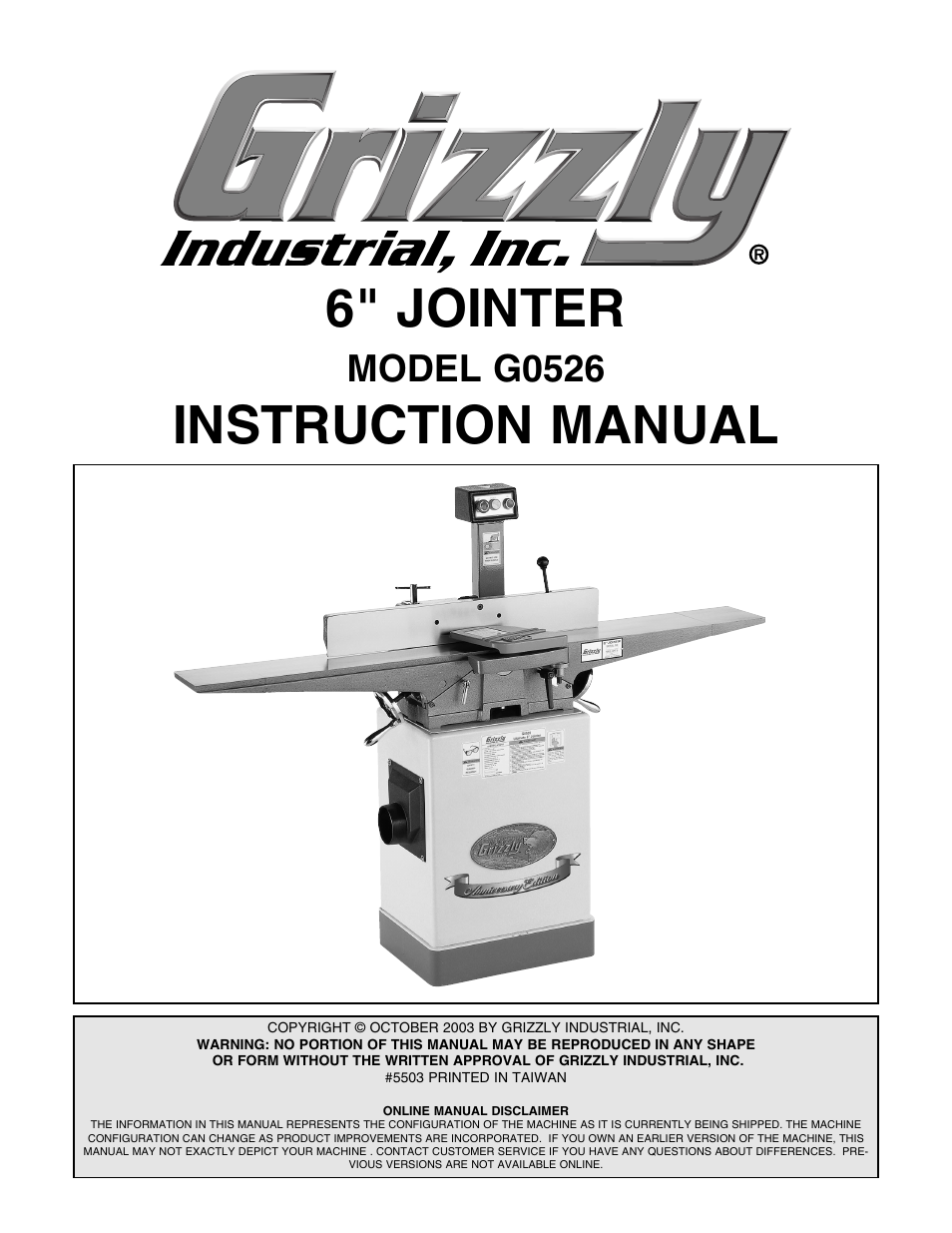 Grizzly G0526 User Manual | 52 pages