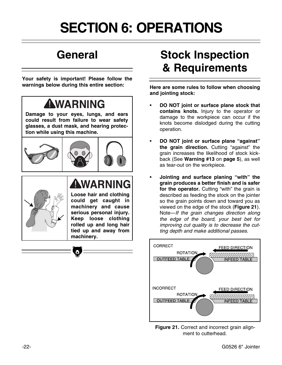 Stock inspection & requirements general | Grizzly G0526 User Manual | Page 24 / 52