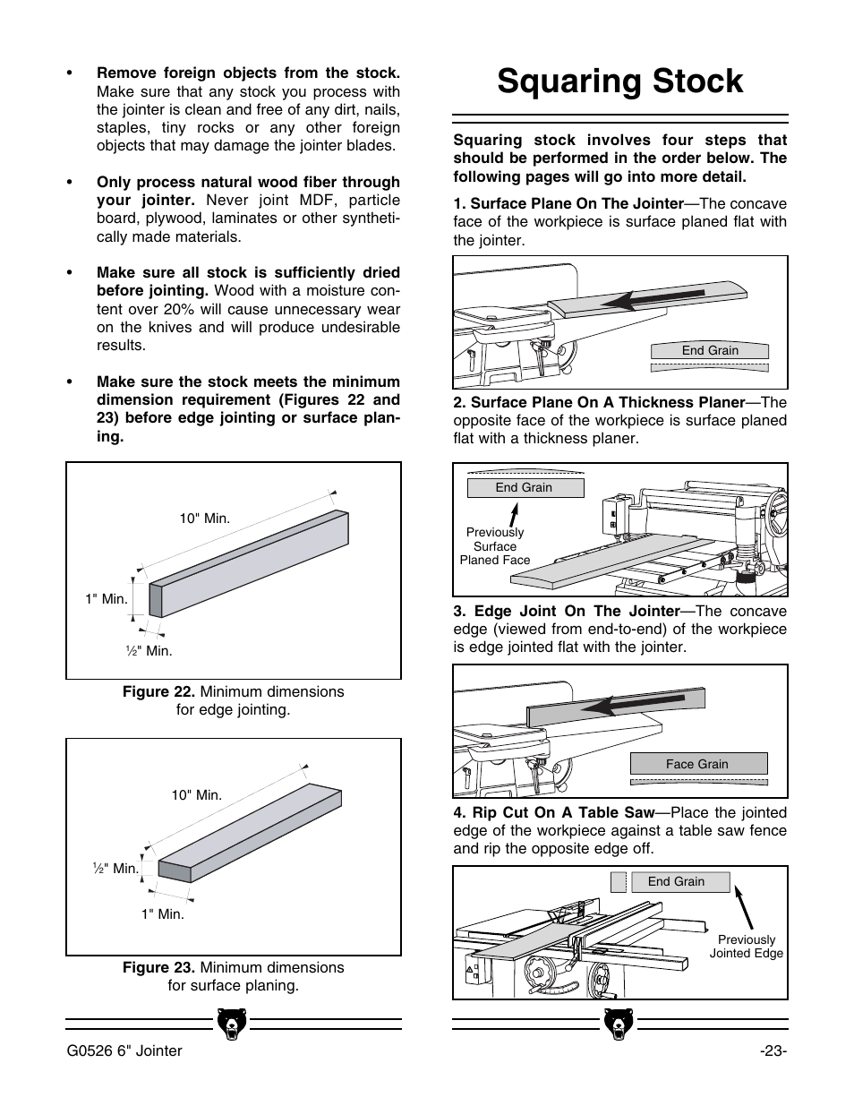 Squaring stock | Grizzly G0526 User Manual | Page 25 / 52