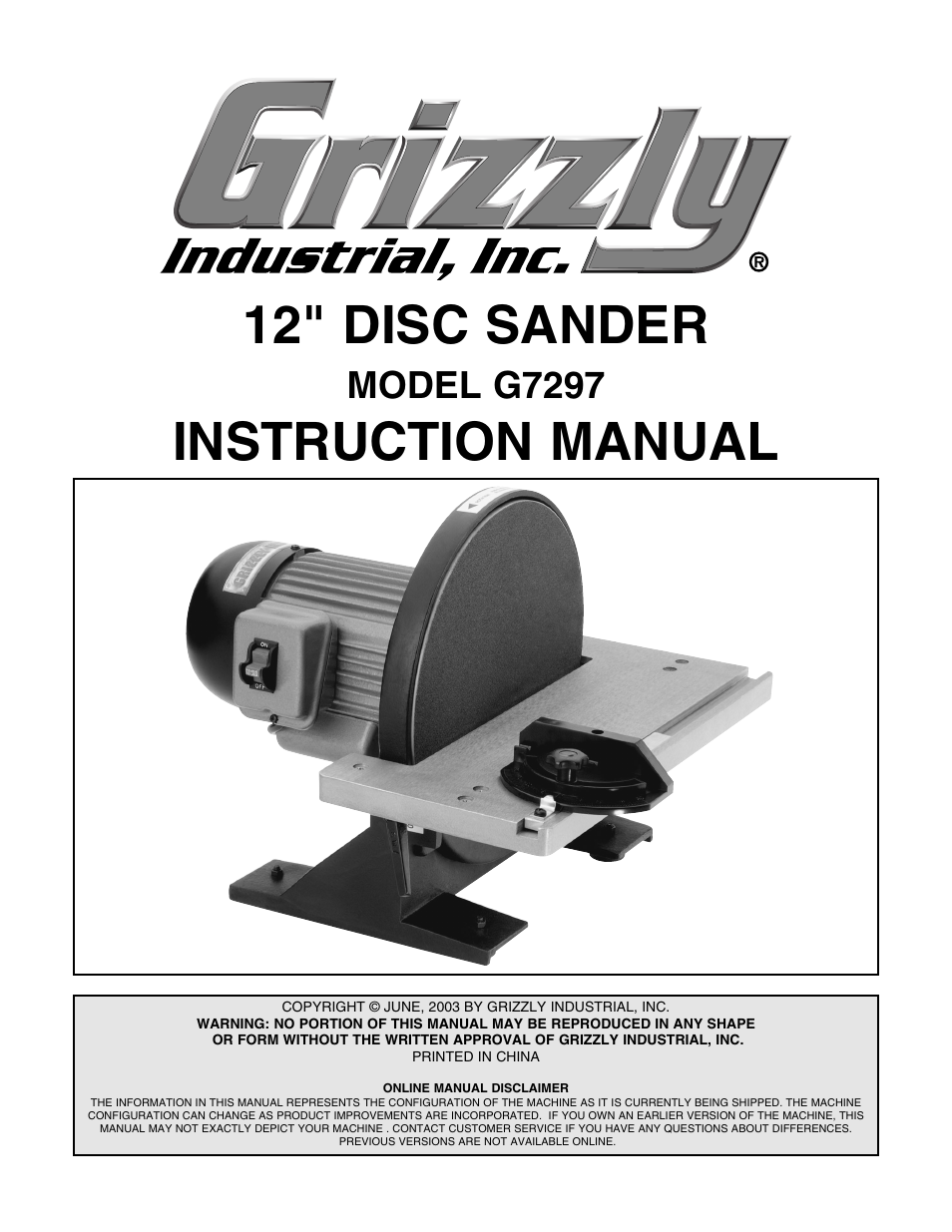 Grizzly G7297 User Manual | 27 pages