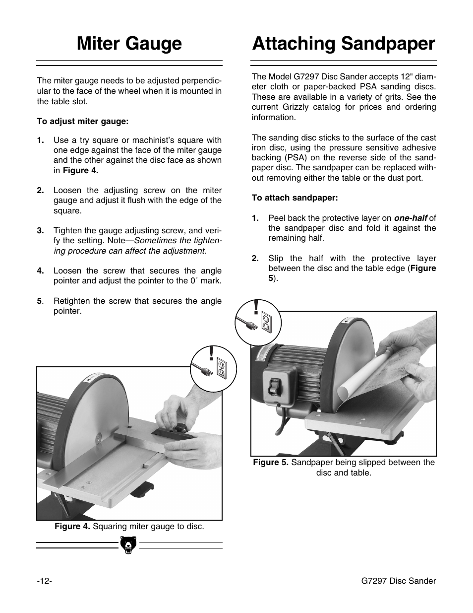 Attaching sandpaper miter gauge | Grizzly G7297 User Manual | Page 14 / 27