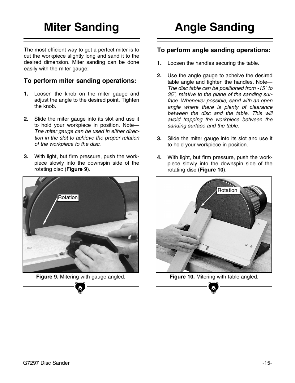 Angle sanding miter sanding | Grizzly G7297 User Manual | Page 17 / 27