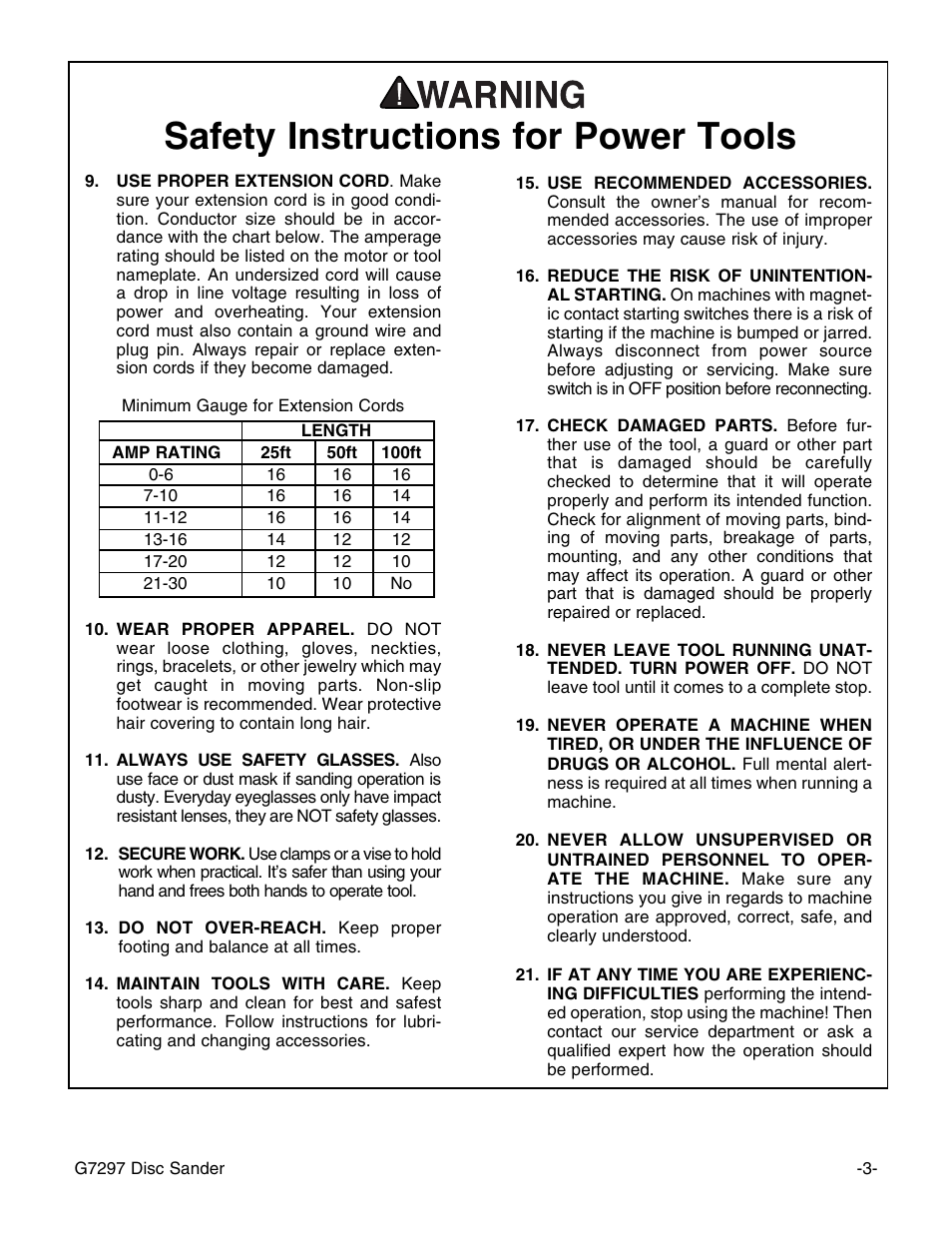 Safety instructions for power tools | Grizzly G7297 User Manual | Page 5 / 27