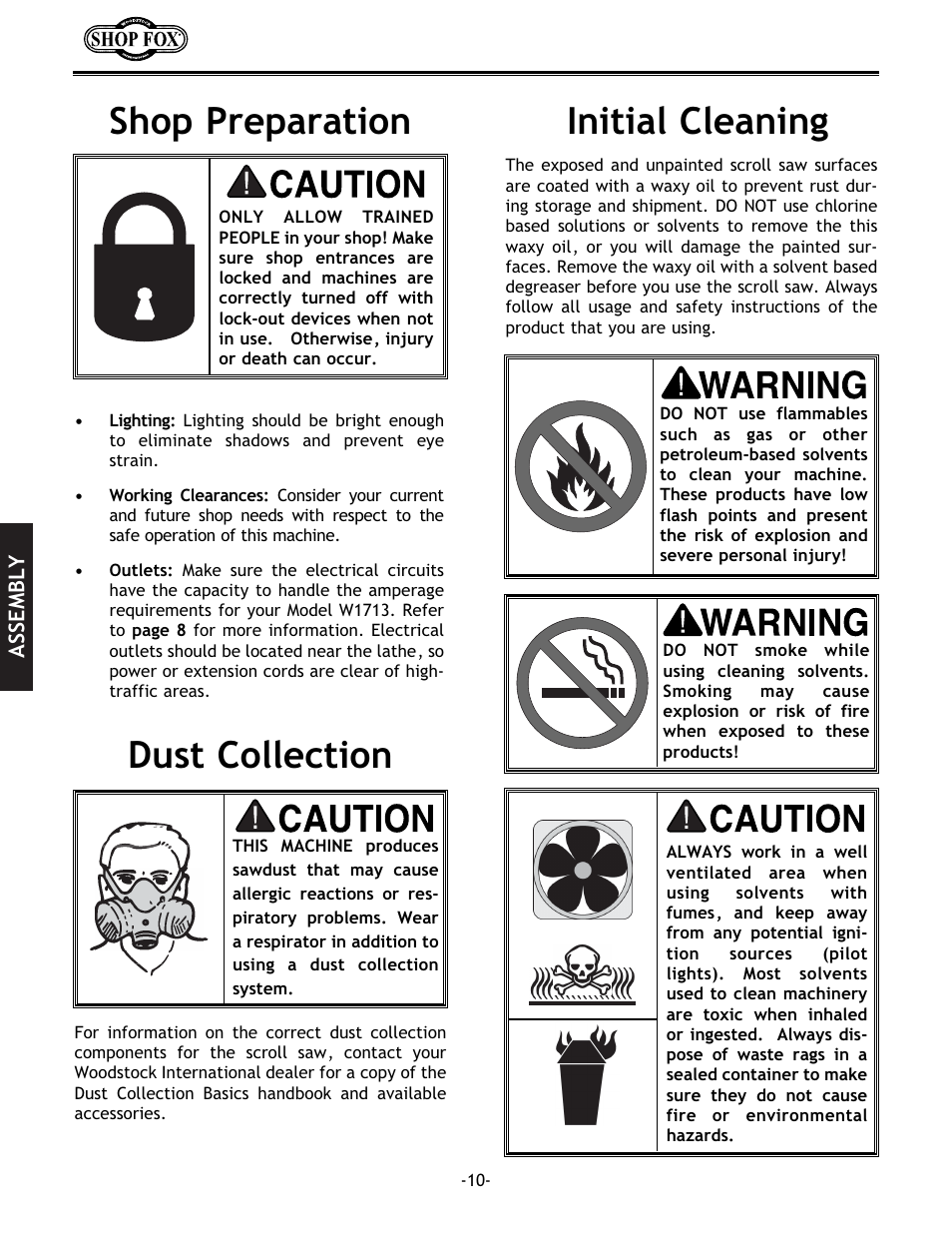 Initial cleaning dust collection shop preparation | Grizzly Model H5698 User Manual | Page 12 / 28