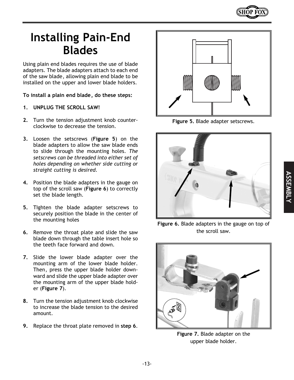 Installing pain-end blades | Grizzly Model H5698 User Manual | Page 15 / 28