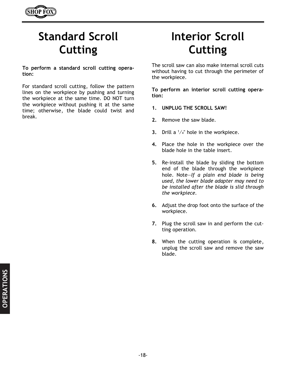 Interior scroll cutting standard scroll cutting | Grizzly Model H5698 User Manual | Page 20 / 28